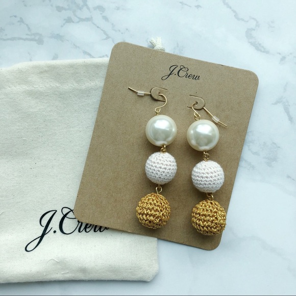 LAST J.Crew Crochet bead-and-pearl drop earrings - Picture 3 of 4